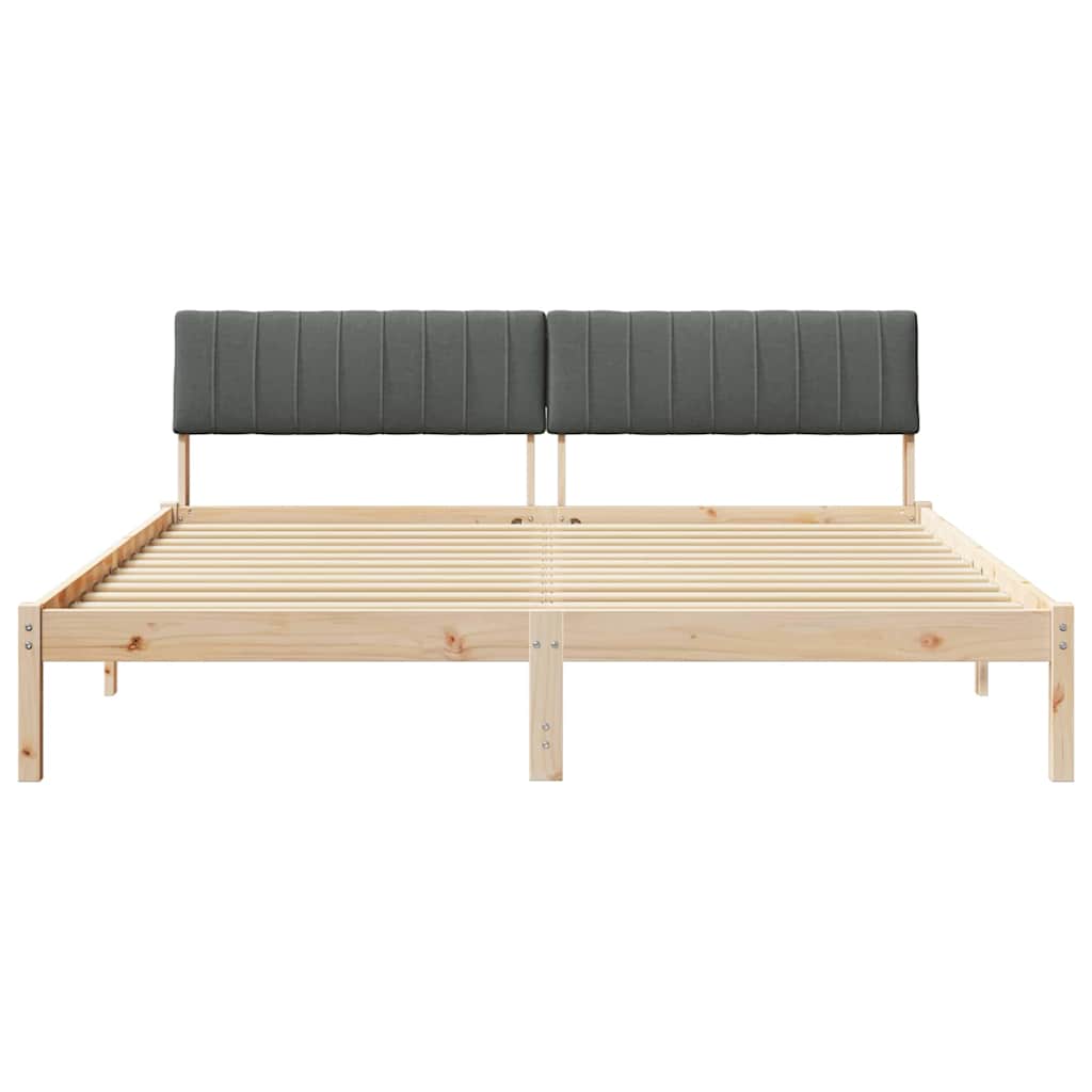 Cadre de lit avec tête de lit marron et gris foncé 180 x 200 cm - XIOS