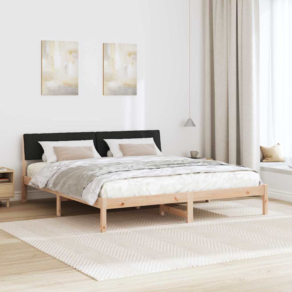Cadre de lit Marron et noir 180 x 200 cm Bois massif en pin - XIOS
