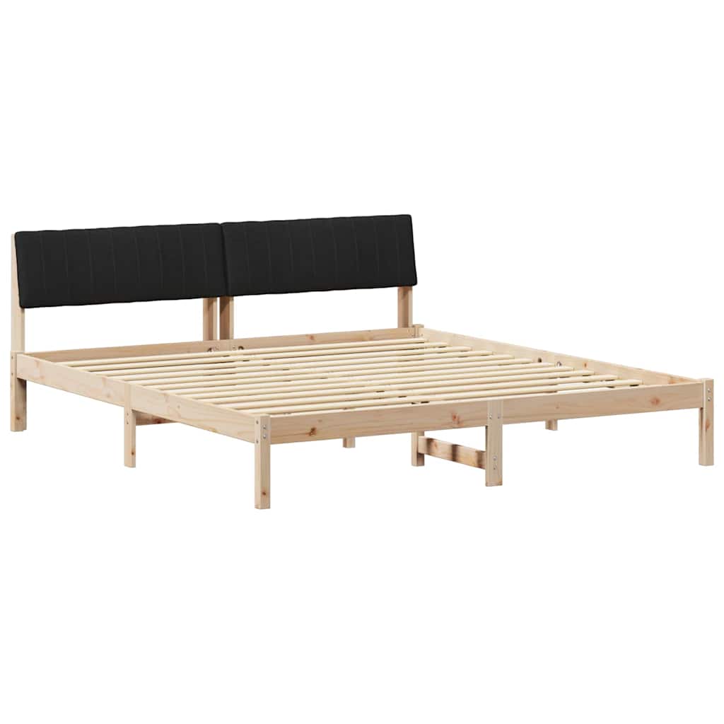 Cadre de lit Marron et noir 180 x 200 cm Bois massif en pin - XIOS