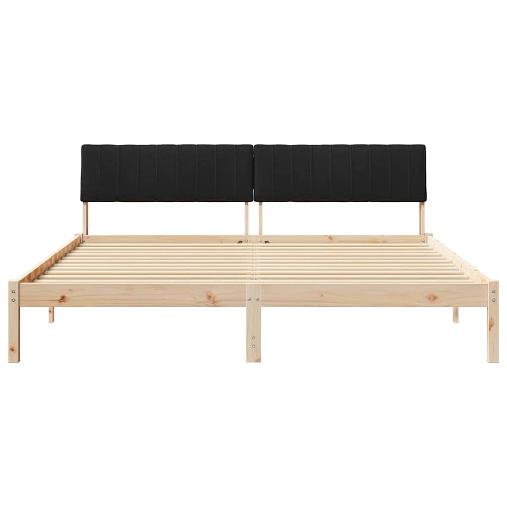 Cadre de lit Marron et noir 180 x 200 cm Bois massif en pin - XIOS