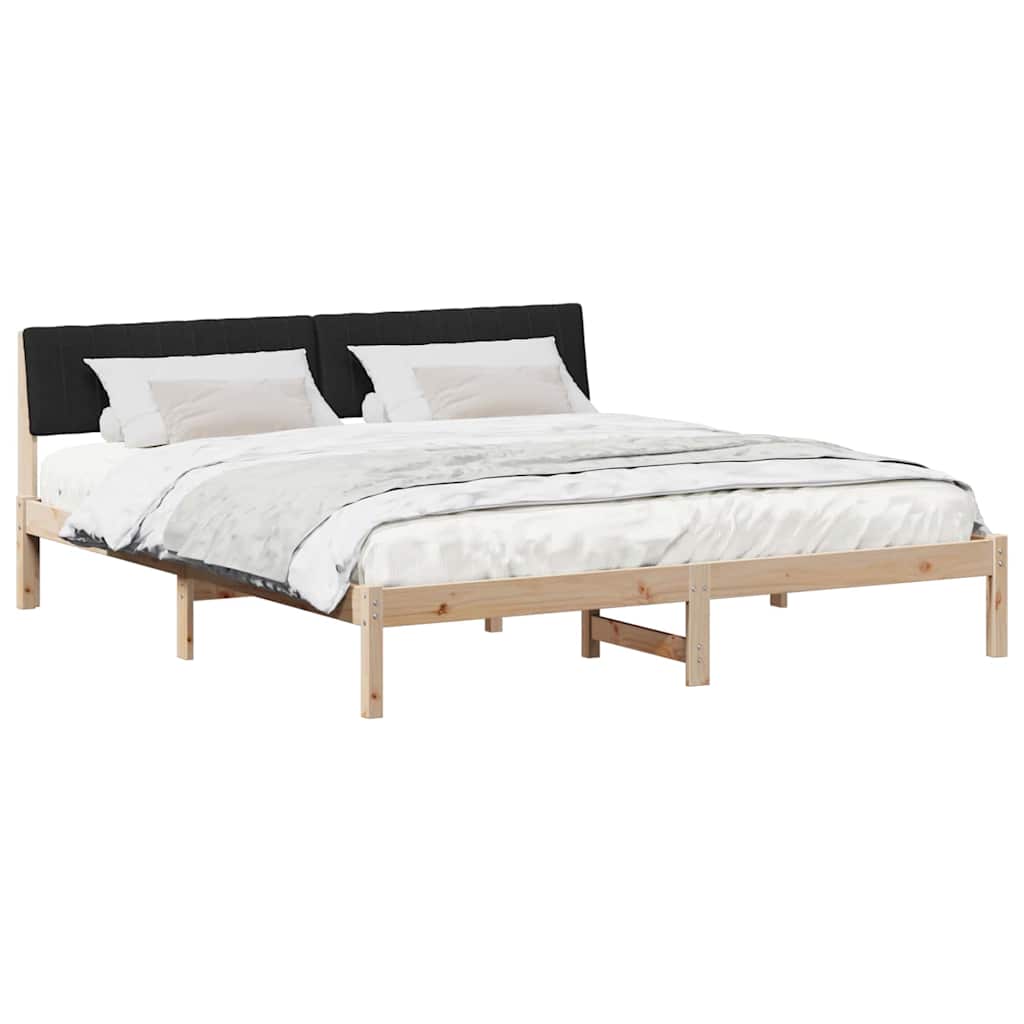 Cadre de lit Marron et noir 180 x 200 cm Bois massif en pin - XIOS