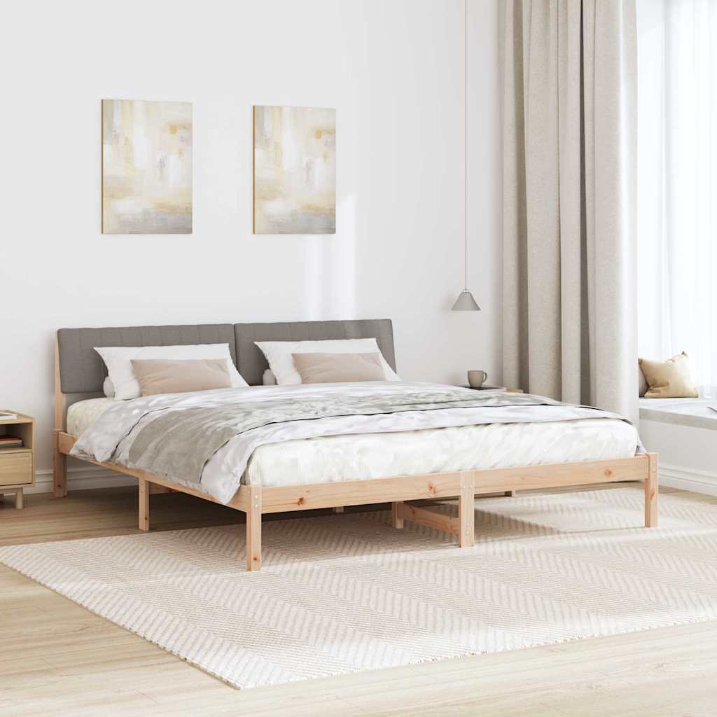 Cadre de lit Marron et taupe 180 x 200 cm Bois massif en pin - XIOS