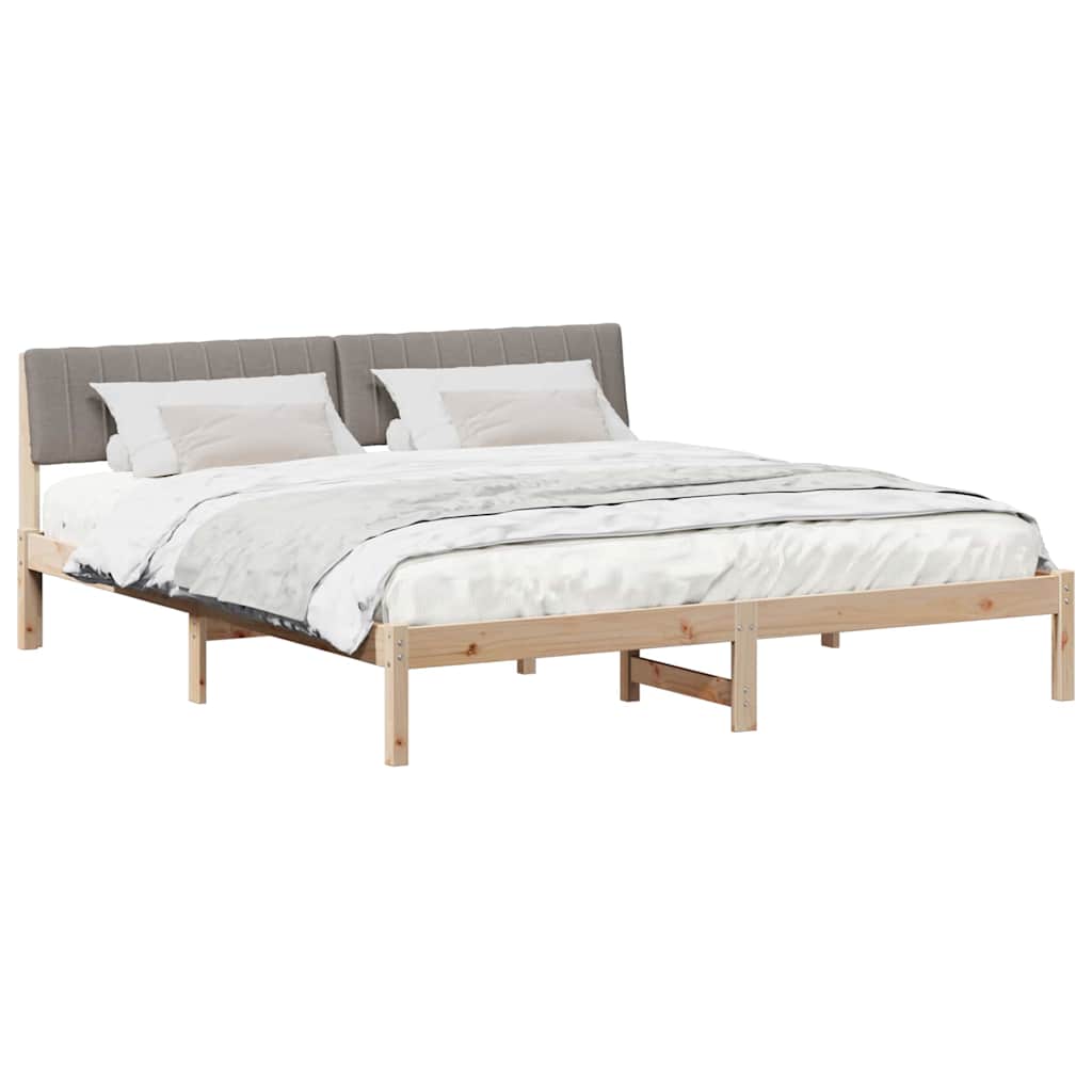 Cadre de lit Marron et taupe 180 x 200 cm Bois massif en pin - XIOS