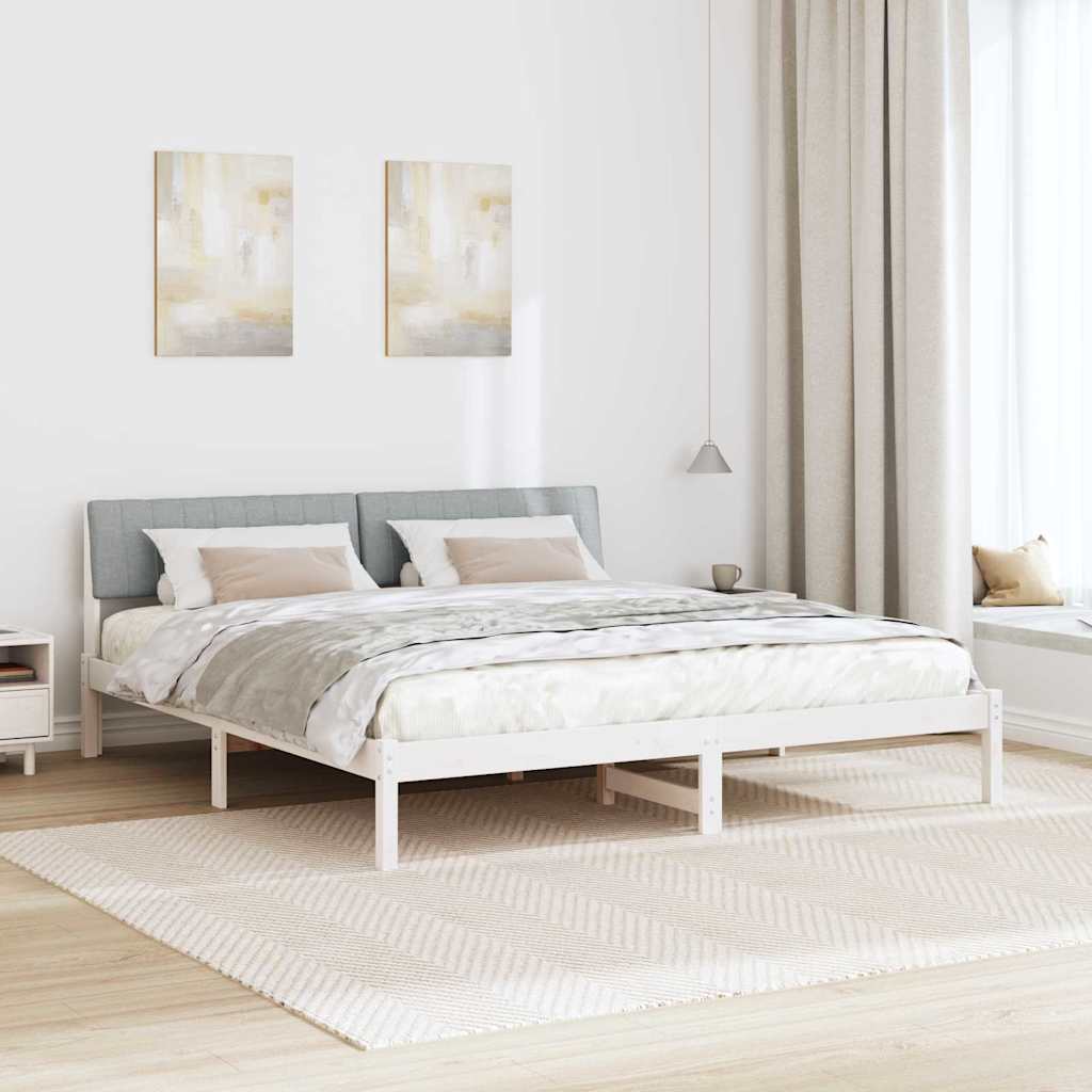 Cadre de lit avec tête de lit Blanc et gris clair 180 x 200 cm - XIOS