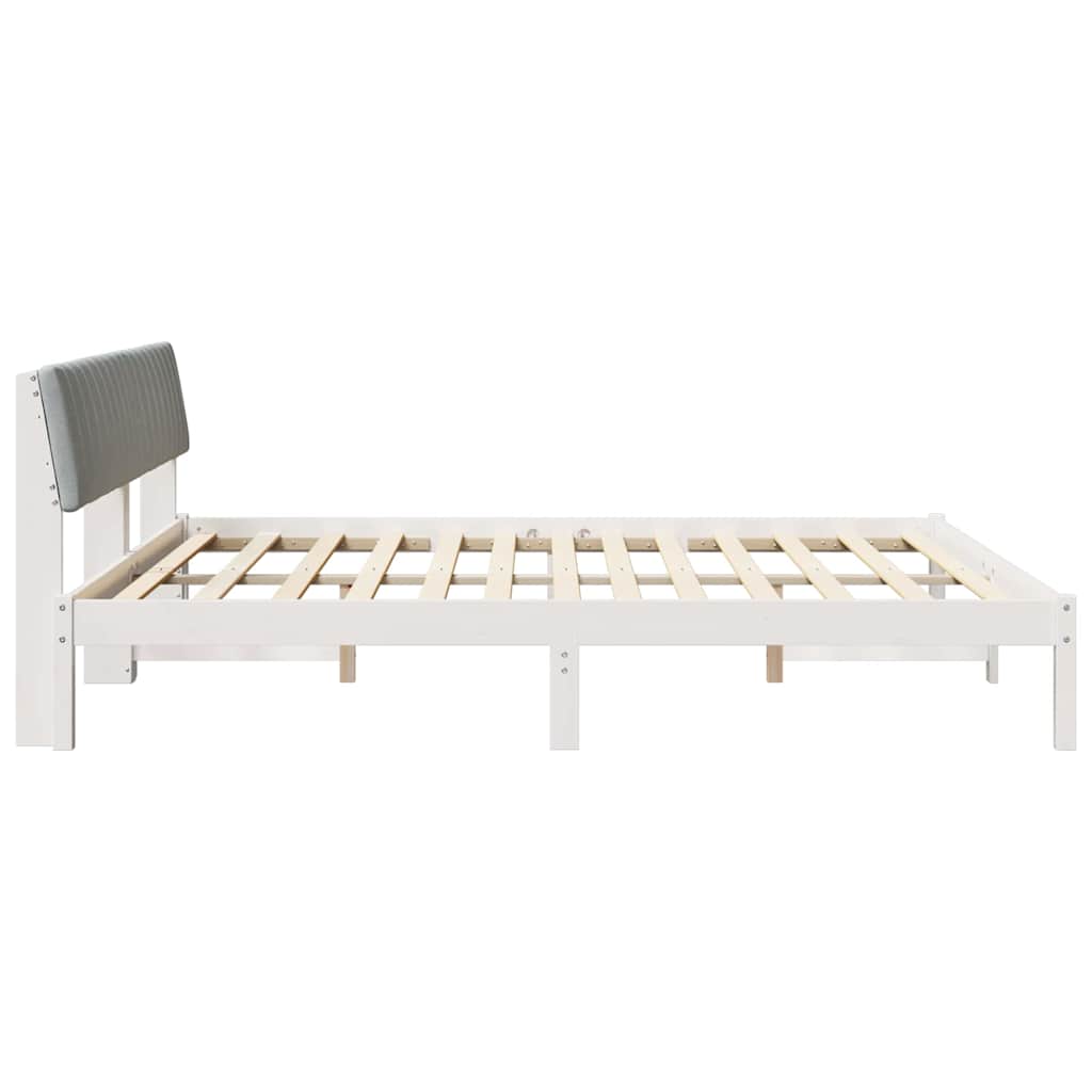 Cadre de lit avec tête de lit Blanc et gris clair 180 x 200 cm - XIOS