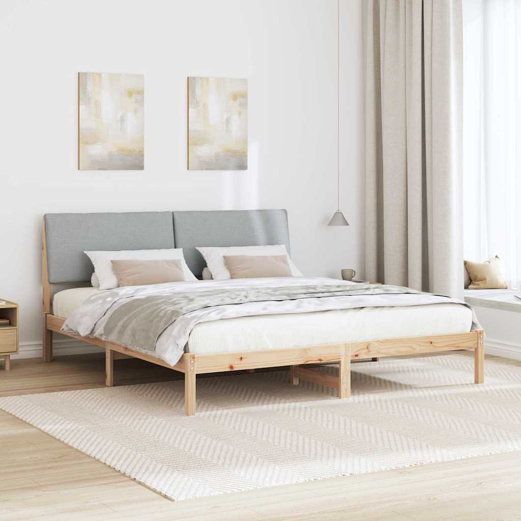 Cadre de lit avec tête de lit Marron et gris clair 200 x 200 cm - XIOS