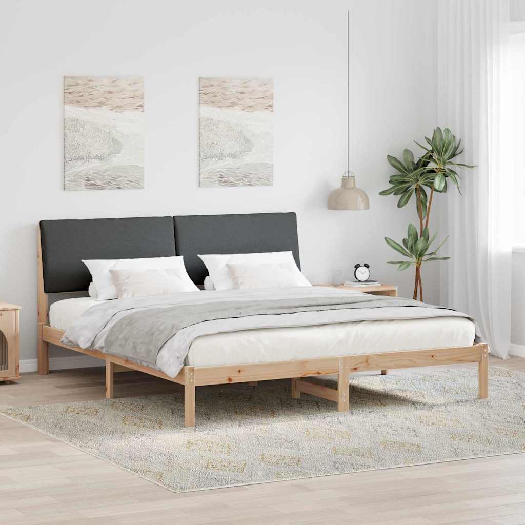 Cadre de lit avec tête de lit marron et gris foncé 200 x 200 cm - XIOS