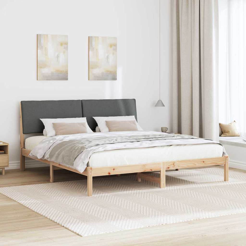 Cadre de lit avec tête de lit marron et gris foncé 200 x 200 cm - XIOS