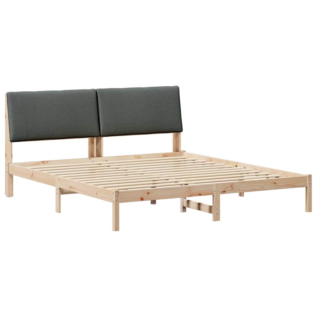 Cadre de lit avec tête de lit marron et gris foncé 200 x 200 cm - XIOS