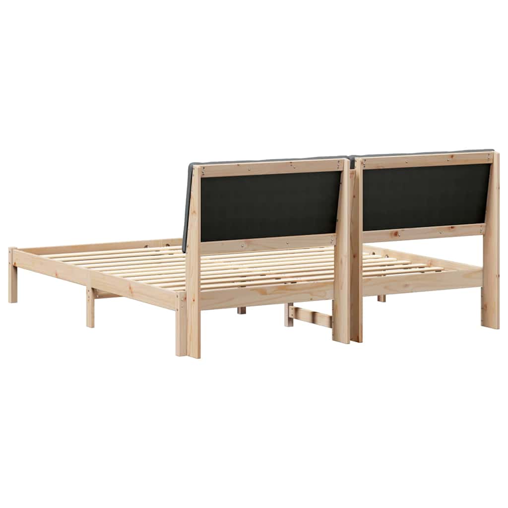 Cadre de lit avec tête de lit marron et gris foncé 200 x 200 cm - XIOS