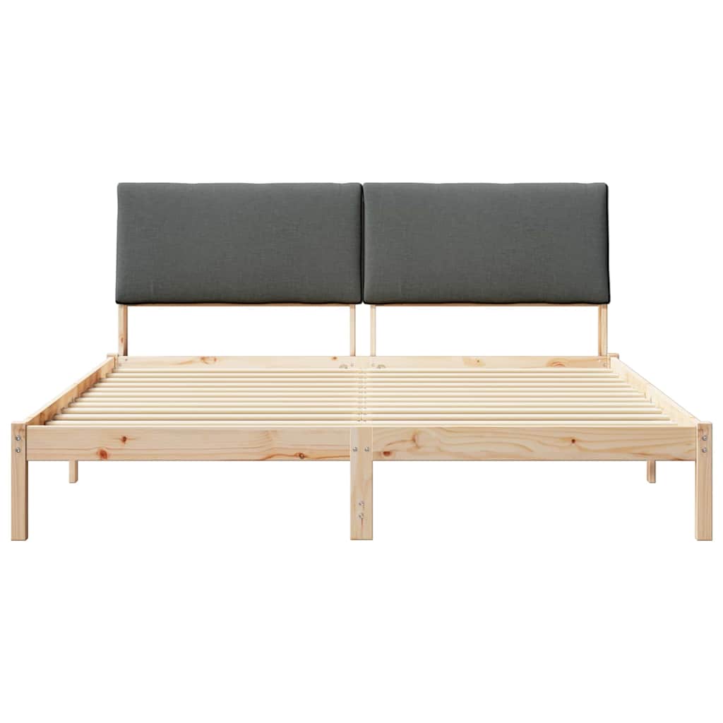 Cadre de lit avec tête de lit marron et gris foncé 200 x 200 cm - XIOS