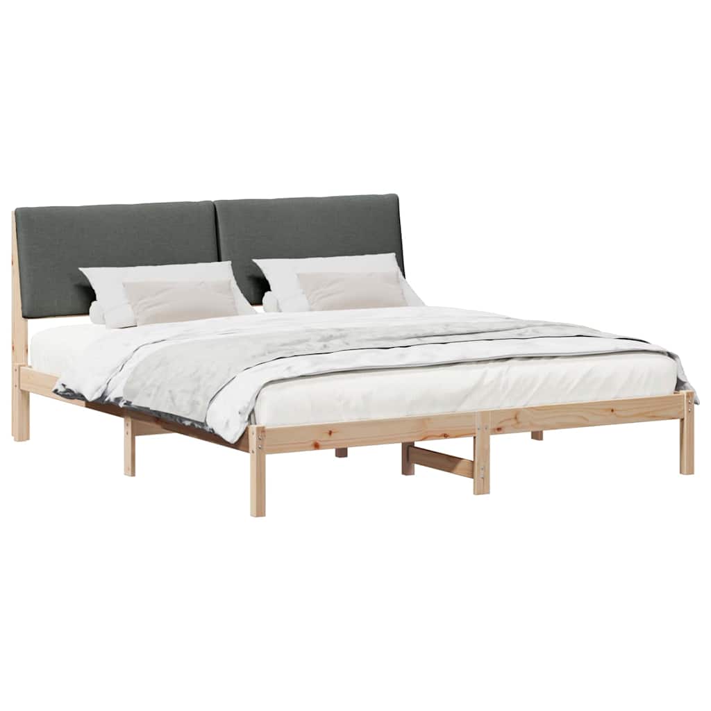 Cadre de lit avec tête de lit marron et gris foncé 200 x 200 cm - XIOS