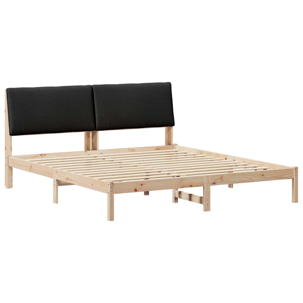 Cadre de lit Marron et noir 200 x 200 cm Bois massif en pin - XIOS