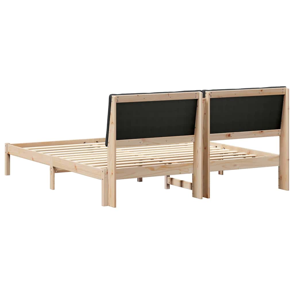 Cadre de lit Marron et noir 200 x 200 cm Bois massif en pin - XIOS