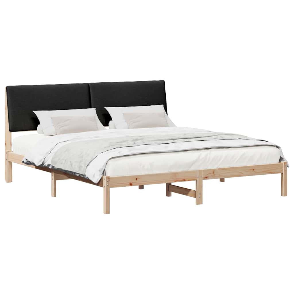 Cadre de lit Marron et noir 200 x 200 cm Bois massif en pin - XIOS