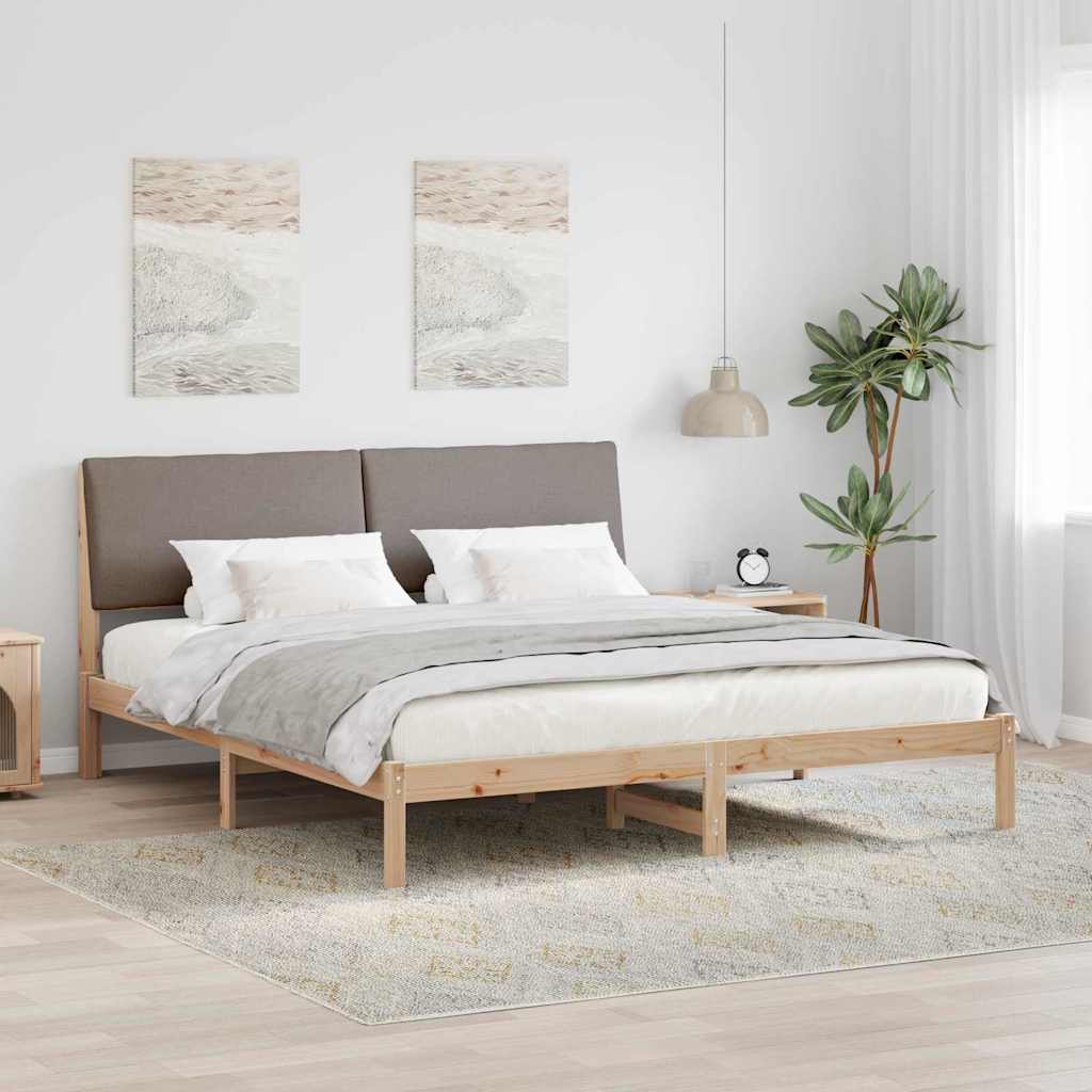 Cadre de lit Marron et taupe 200 x 200 cm Bois massif en pin - XIOS