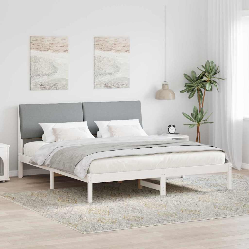 Cadre de lit avec tête de lit Blanc et gris clair 200 x 200 cm - XIOS