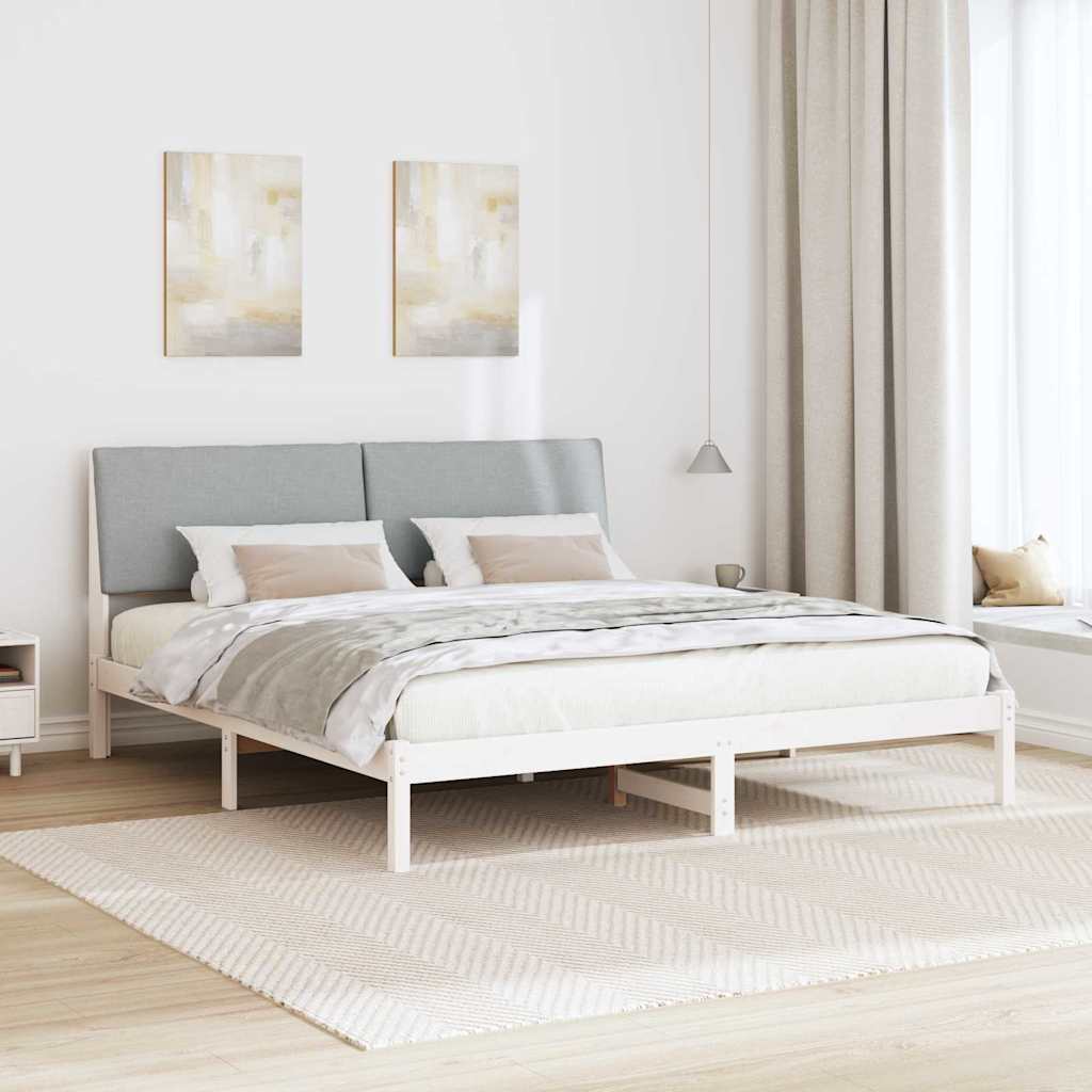Cadre de lit avec tête de lit Blanc et gris clair 200 x 200 cm - XIOS