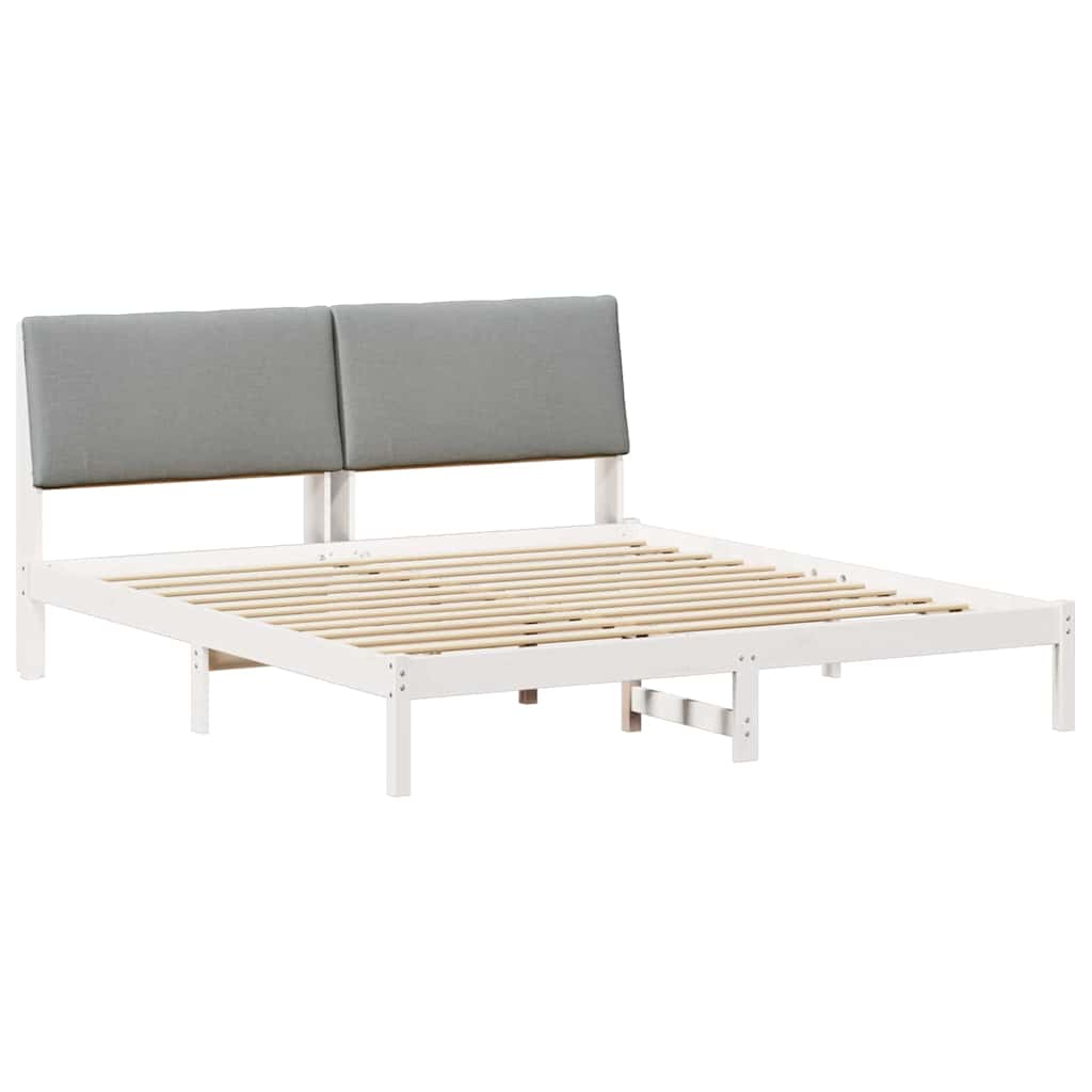 Cadre de lit avec tête de lit Blanc et gris clair 200 x 200 cm - XIOS