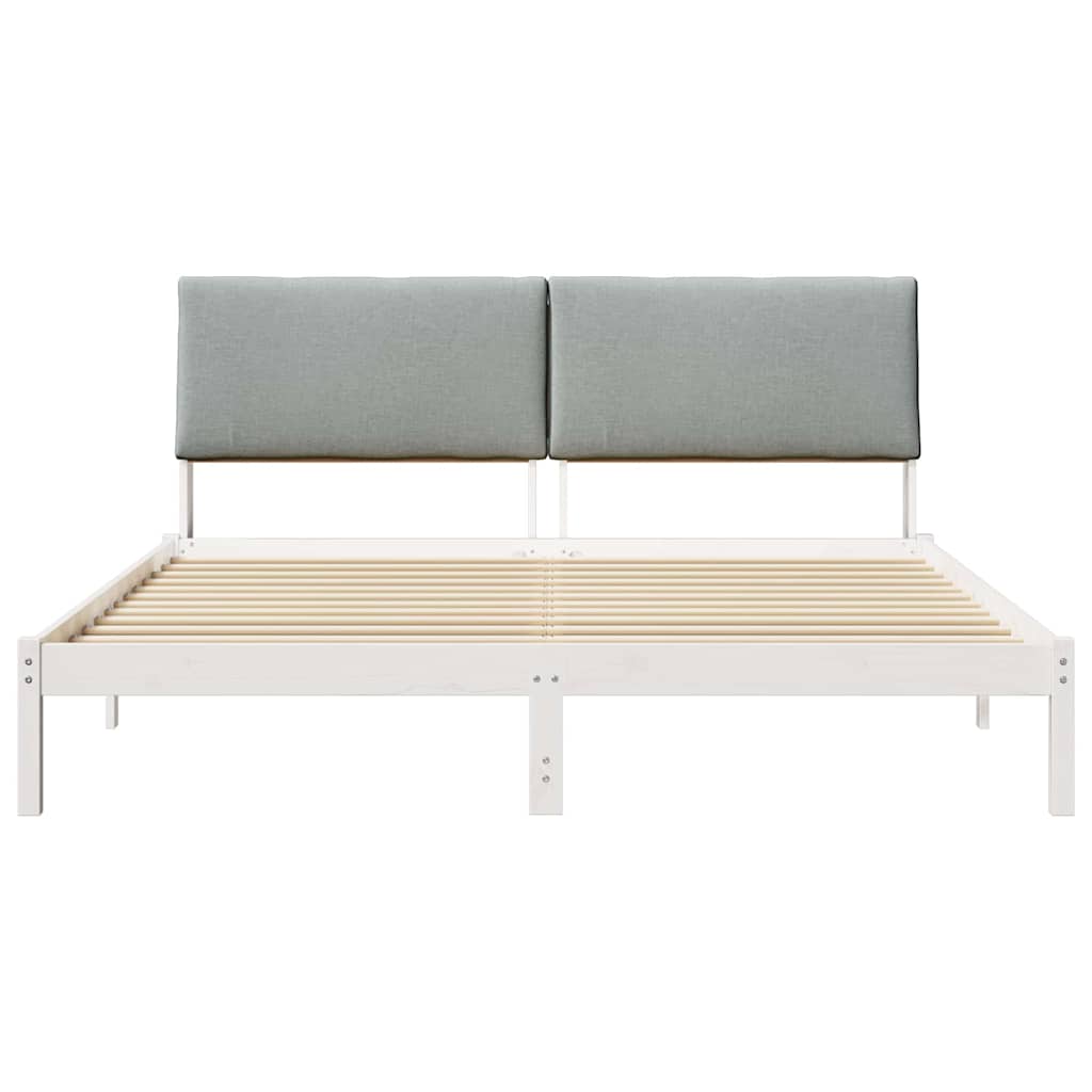 Cadre de lit avec tête de lit Blanc et gris clair 200 x 200 cm - XIOS