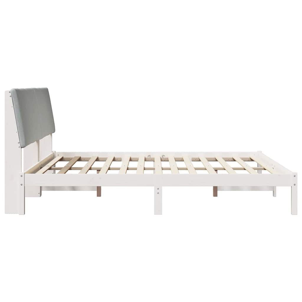 Cadre de lit avec tête de lit Blanc et gris clair 200 x 200 cm - XIOS