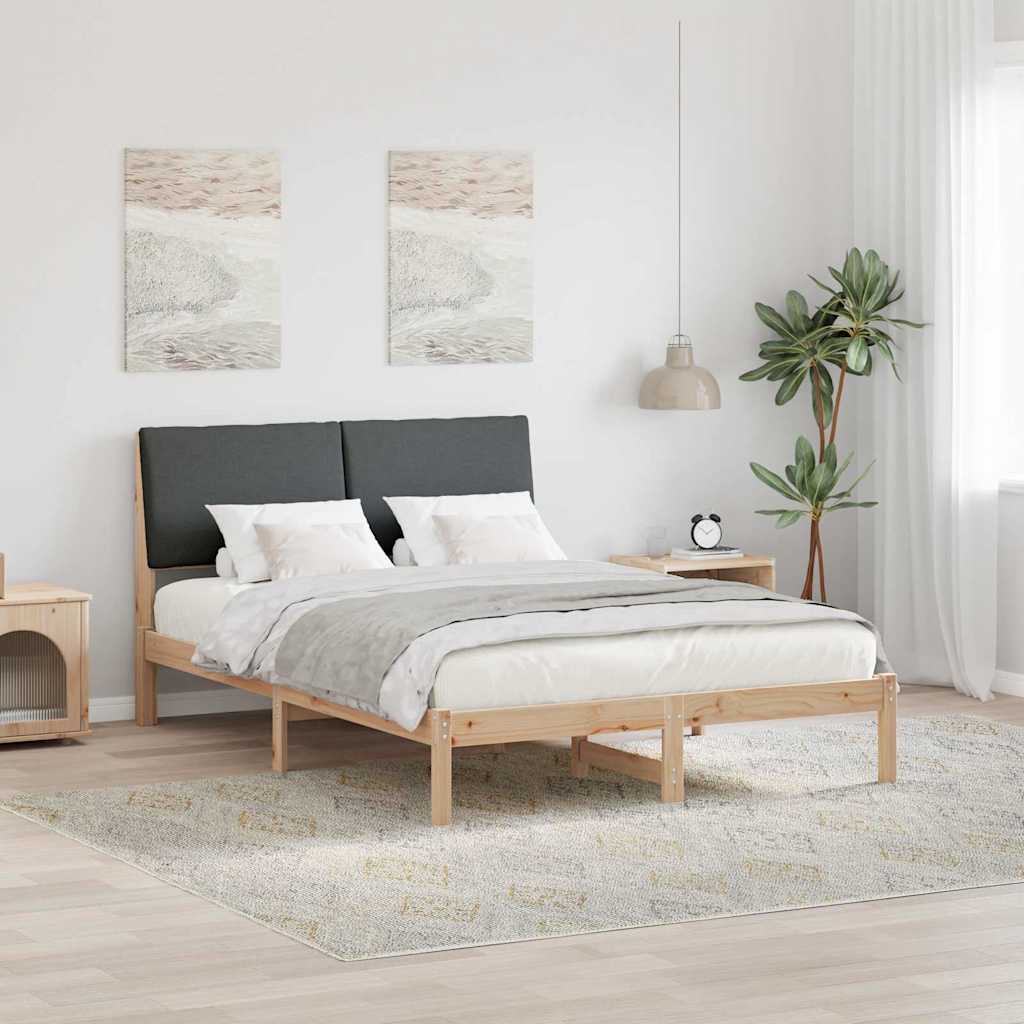Cadre de lit avec tête de lit marron et gris foncé 150 x 200 cm - XIOS