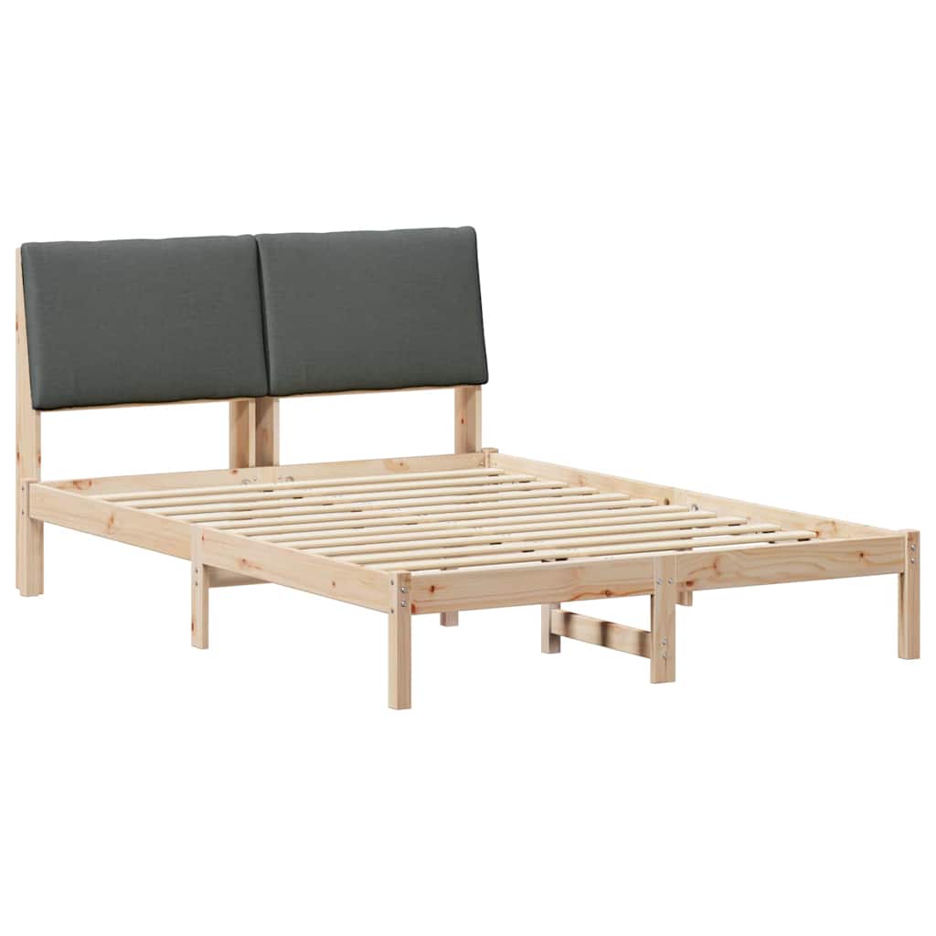 Cadre de lit avec tête de lit marron et gris foncé 150 x 200 cm - XIOS