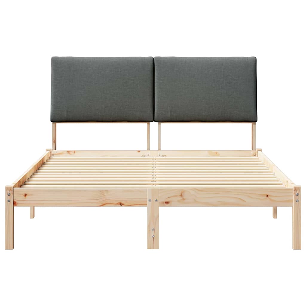 Cadre de lit avec tête de lit marron et gris foncé 150 x 200 cm - XIOS