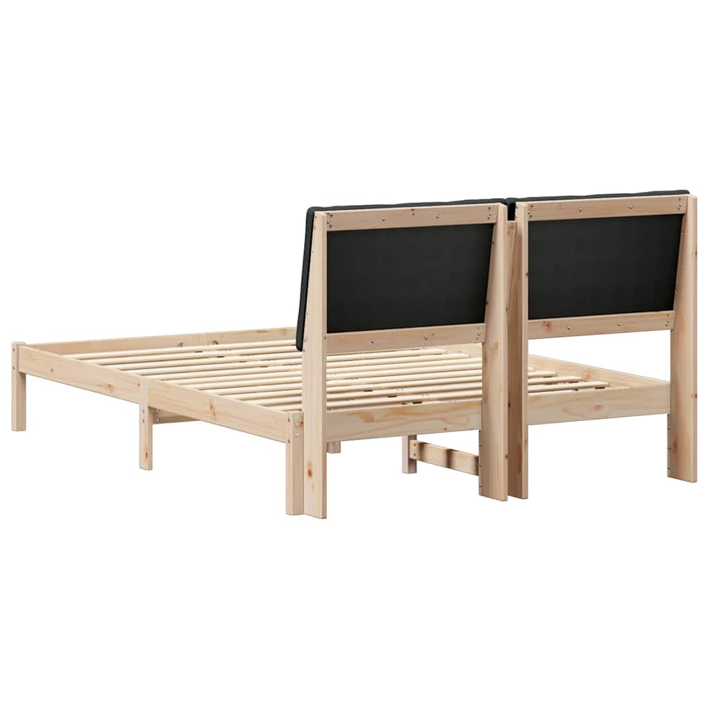 Cadre de lit Marron et noir 150 x 200 cm Bois massif en pin - XIOS
