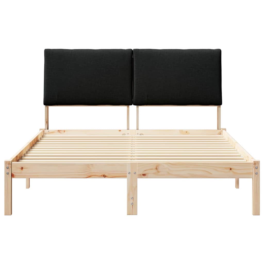 Cadre de lit Marron et noir 150 x 200 cm Bois massif en pin - XIOS