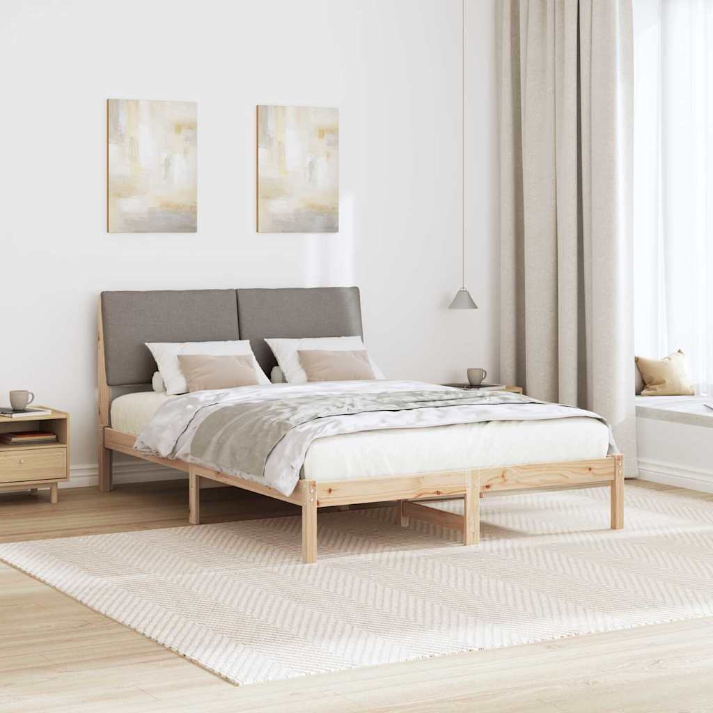 Cadre de lit Marron et taupe 150 x 200 cm Bois massif en pin - XIOS