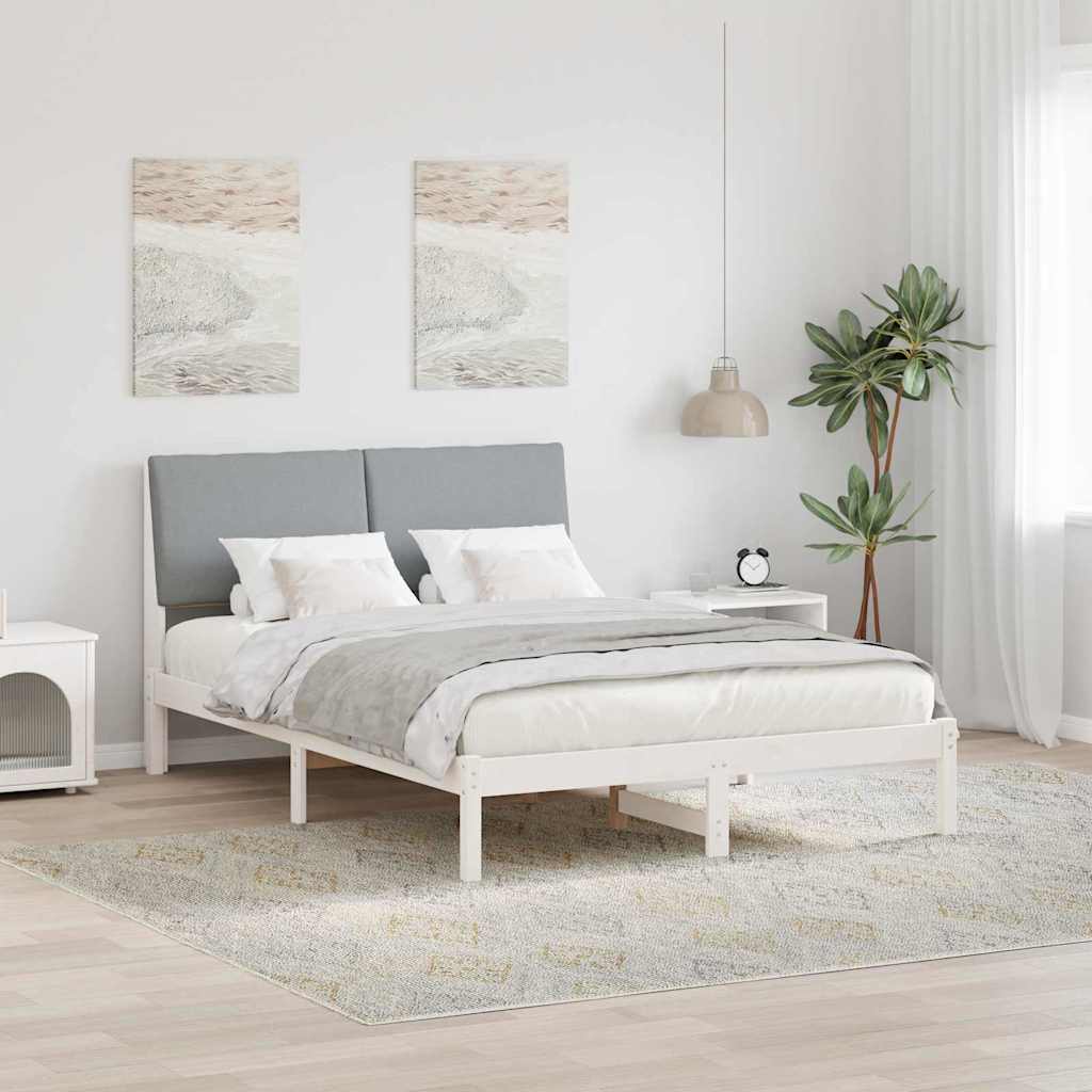 Cadre de lit avec tête de lit Blanc et gris clair 150 x 200 cm - XIOS