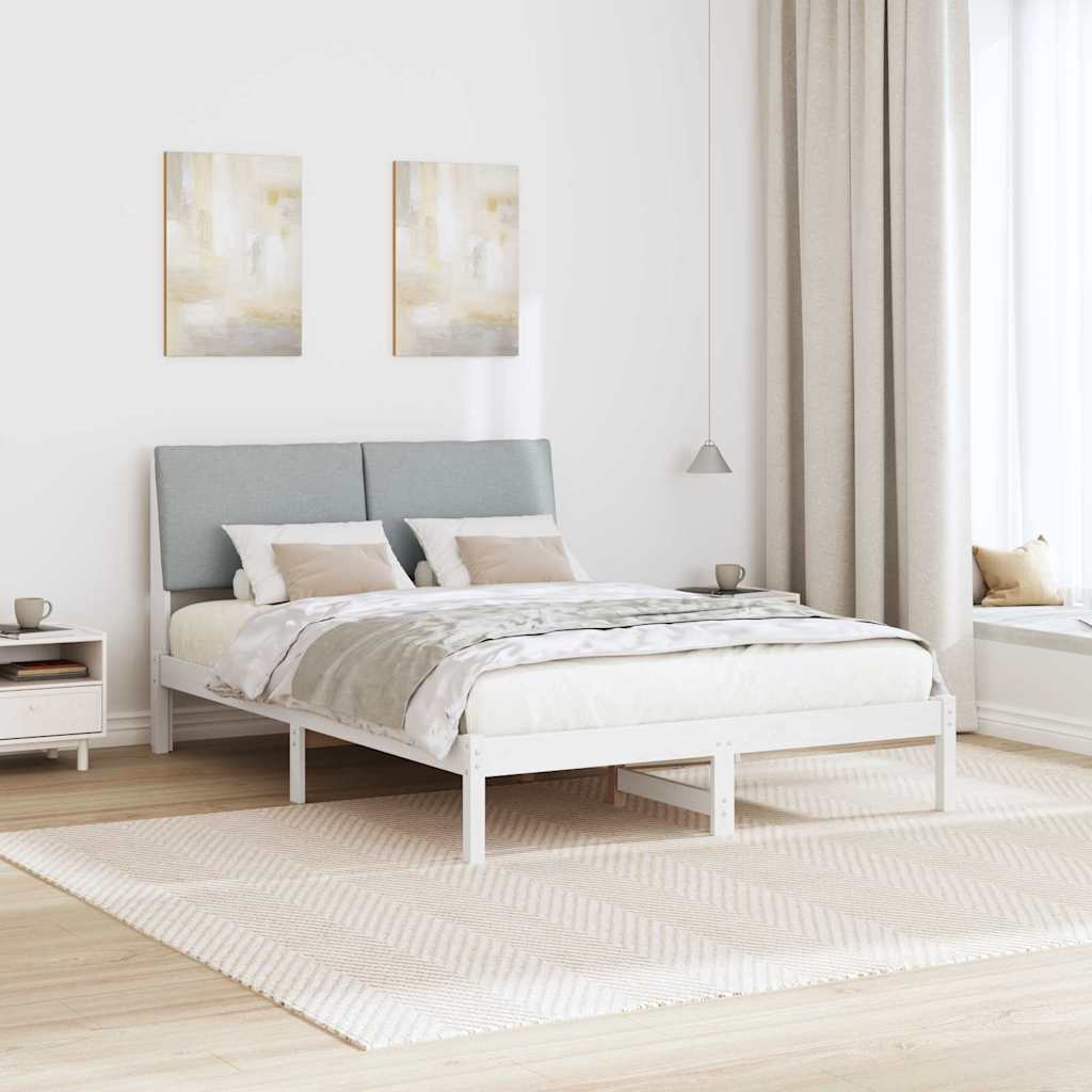 Cadre de lit avec tête de lit Blanc et gris clair 150 x 200 cm - XIOS