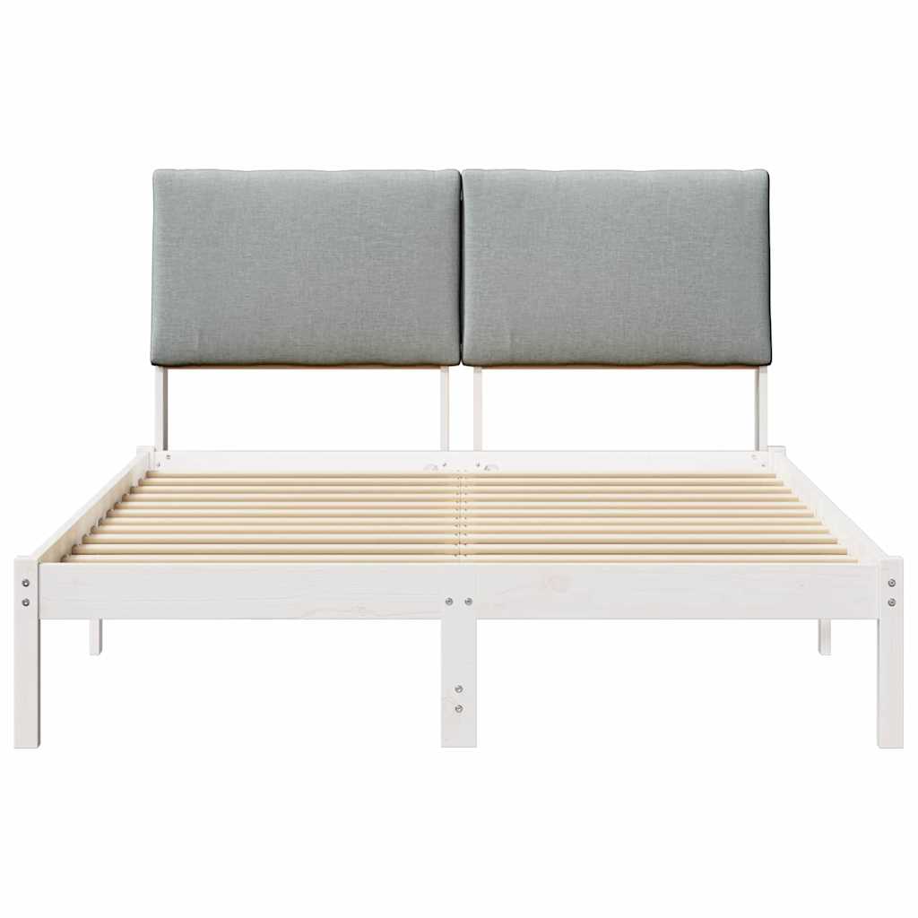 Cadre de lit avec tête de lit Blanc et gris clair 150 x 200 cm - XIOS