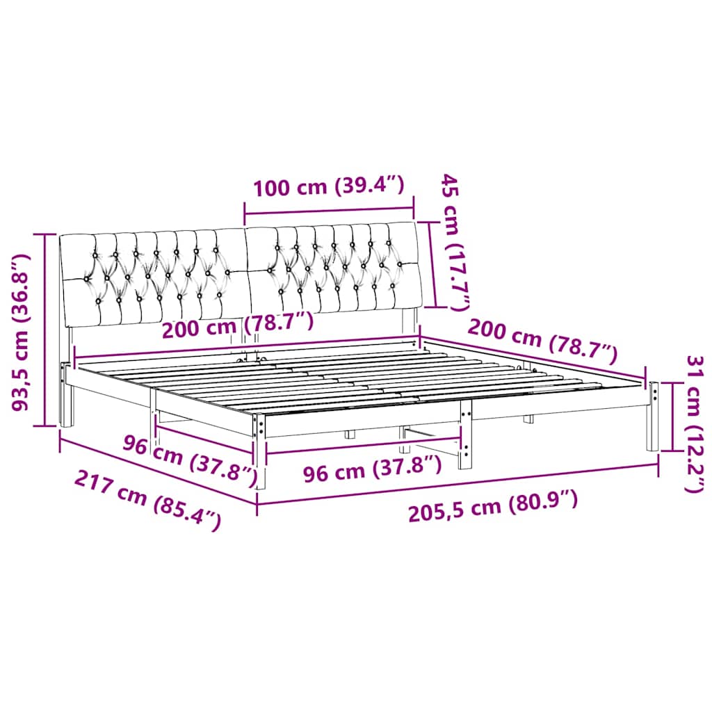 Cadre de lit avec tête de lit rembourrée Marron 200 x 200 cm - XIOS