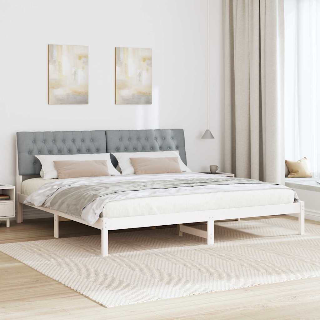 Cadre de lit avec tête de lit rembourrée Blanc 200 x 200 cm - XIOS