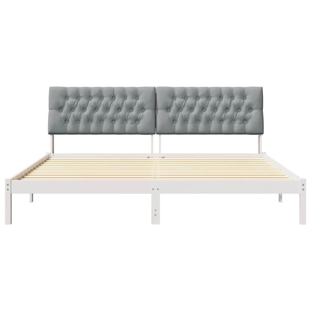 Cadre de lit avec tête de lit rembourrée Blanc 200 x 200 cm - XIOS