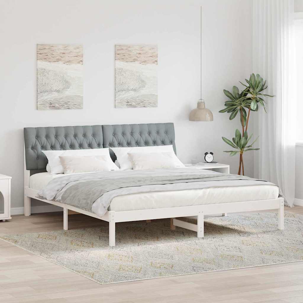 Cadre de lit avec tête de lit rembourrée Blanc 180 x 200 cm - XIOS