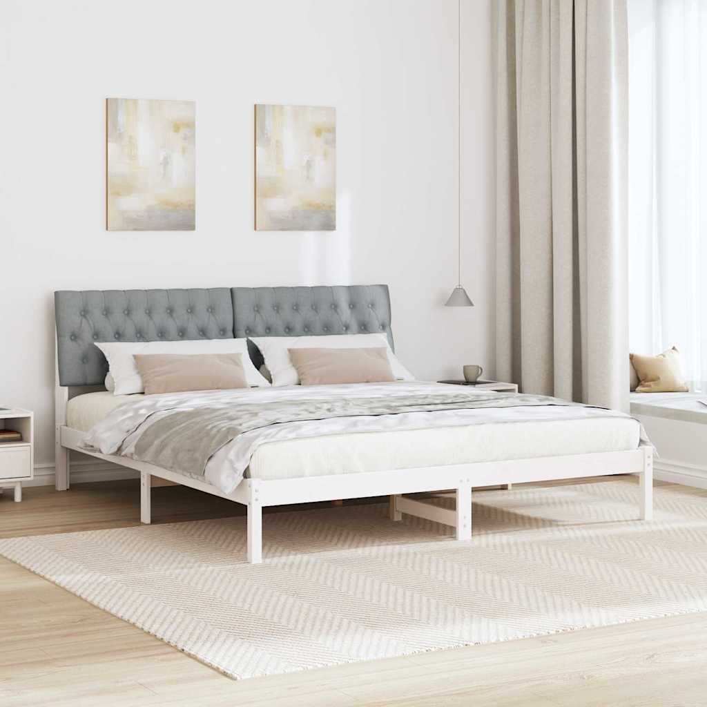 Cadre de lit avec tête de lit rembourrée Blanc 180 x 200 cm - XIOS