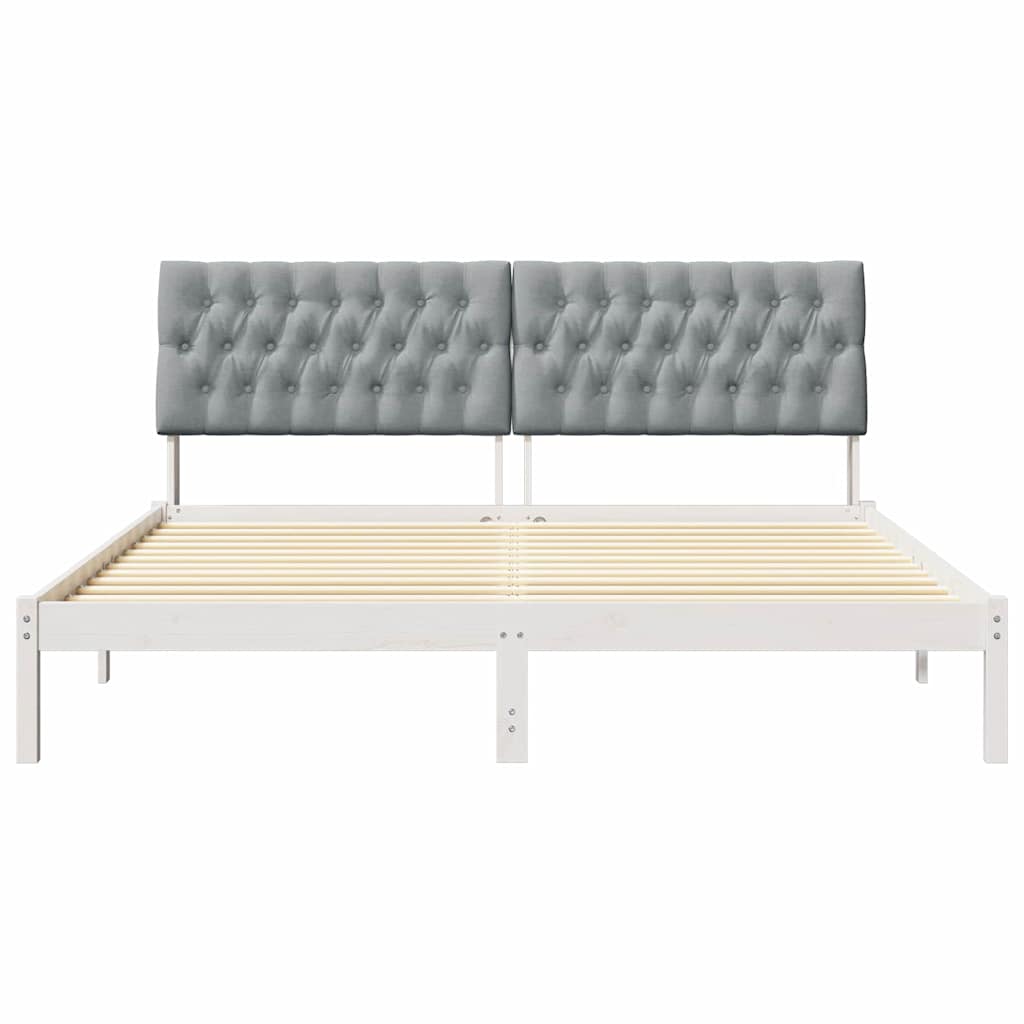 Cadre de lit avec tête de lit rembourrée Blanc 180 x 200 cm - XIOS