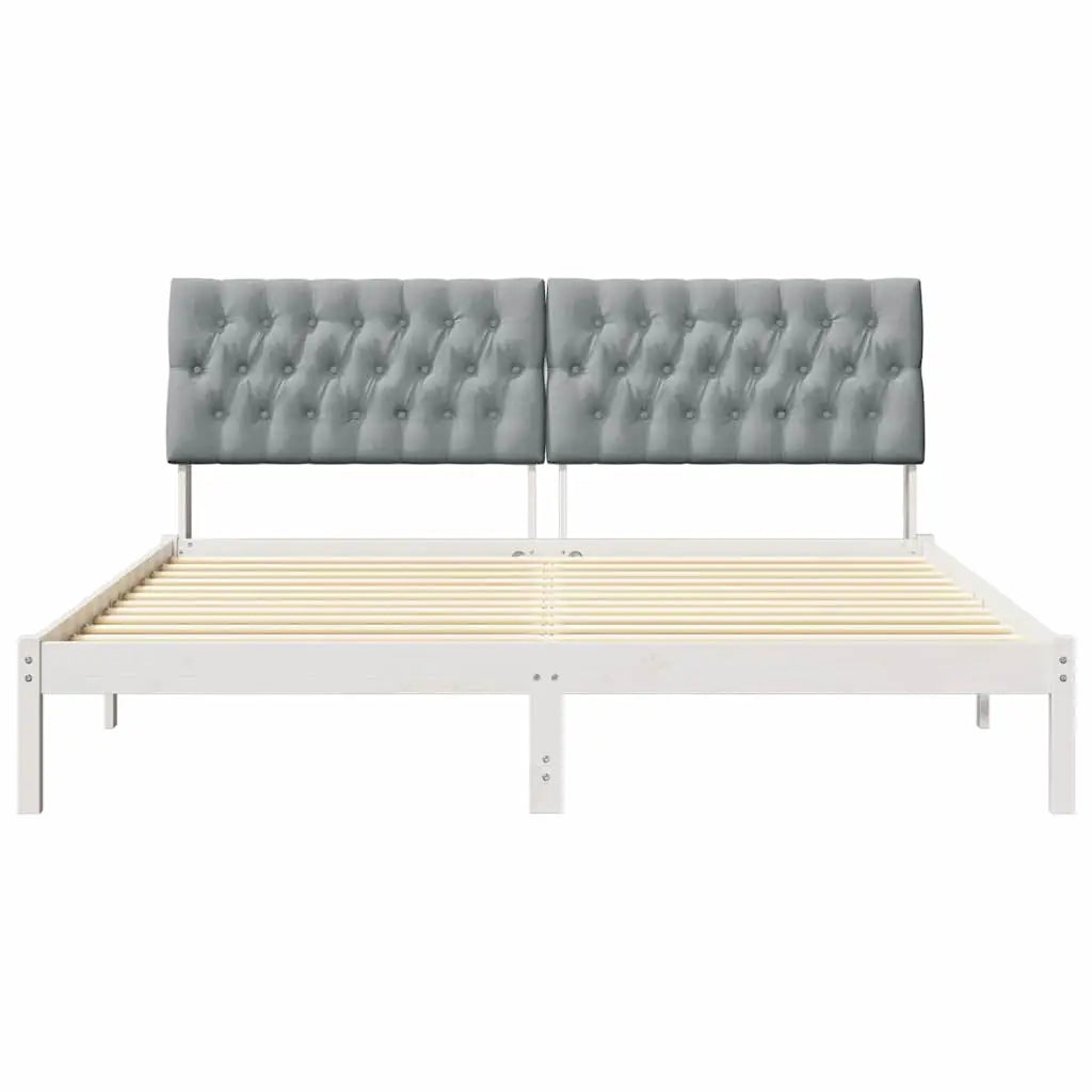 Cadre de lit avec tête de lit rembourrée Blanc 180 x 200 cm - XIOS