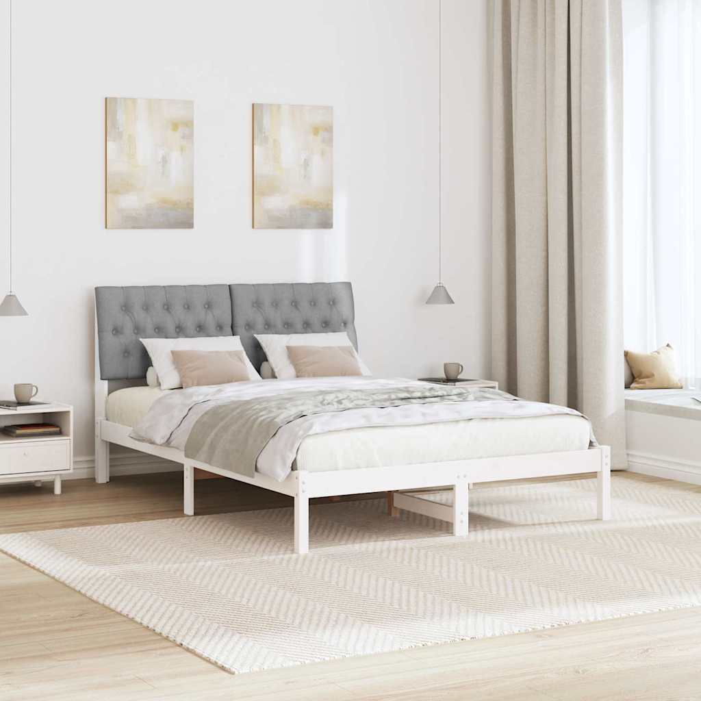 Cadre de lit avec tête de lit rembourrée Blanc 160 x 200 cm - XIOS