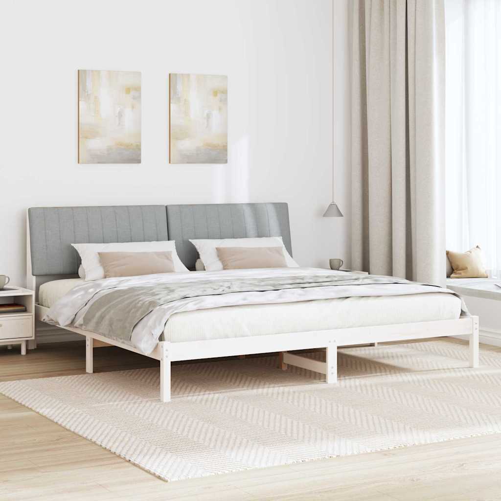 Cadre de lit avec tête de lit Blanc 200 x 200 cm Pin massif - XIOS