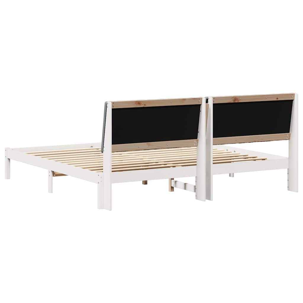 Cadre de lit avec tête de lit Blanc 200 x 200 cm Pin massif - XIOS