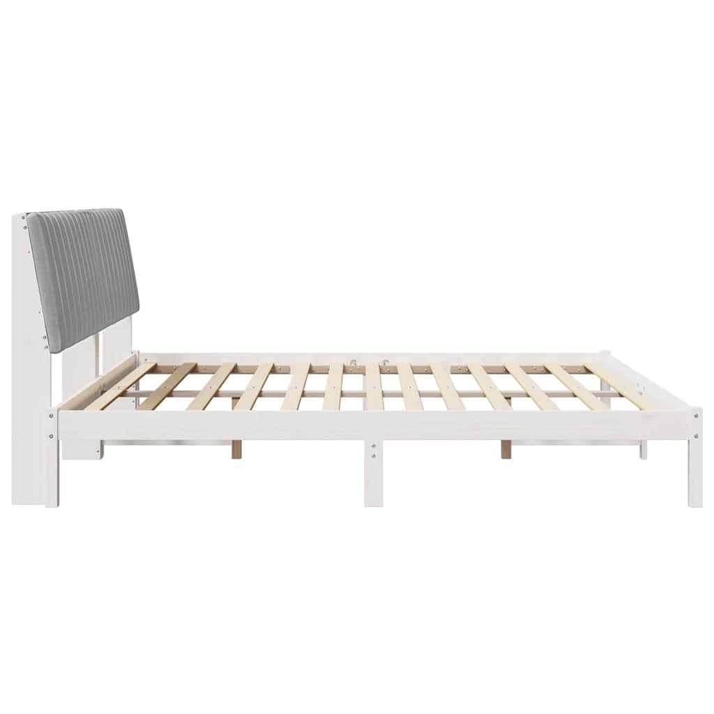 Cadre de lit avec tête de lit Blanc 200 x 200 cm Pin massif - XIOS