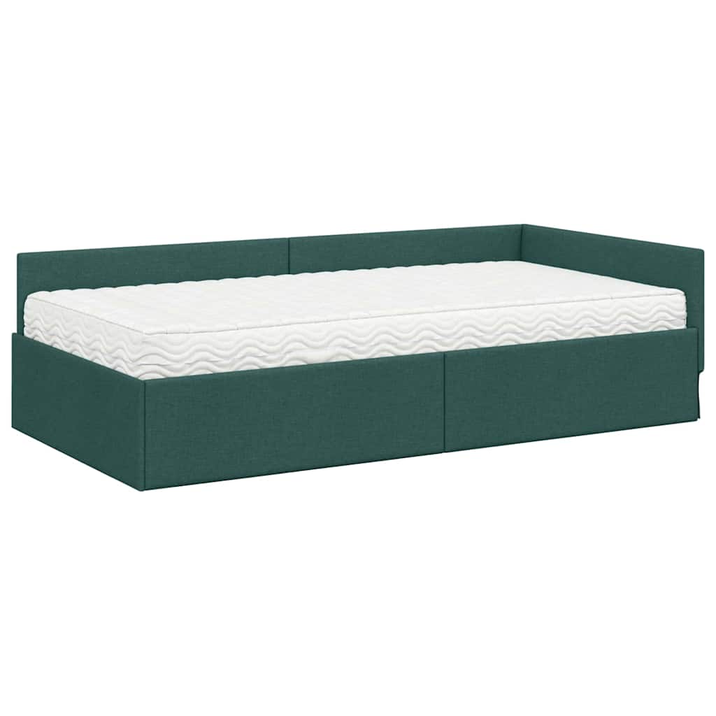 Cadre de lit d'angle avec matelas Autre 2 pcs Vert tissu - XIOS
