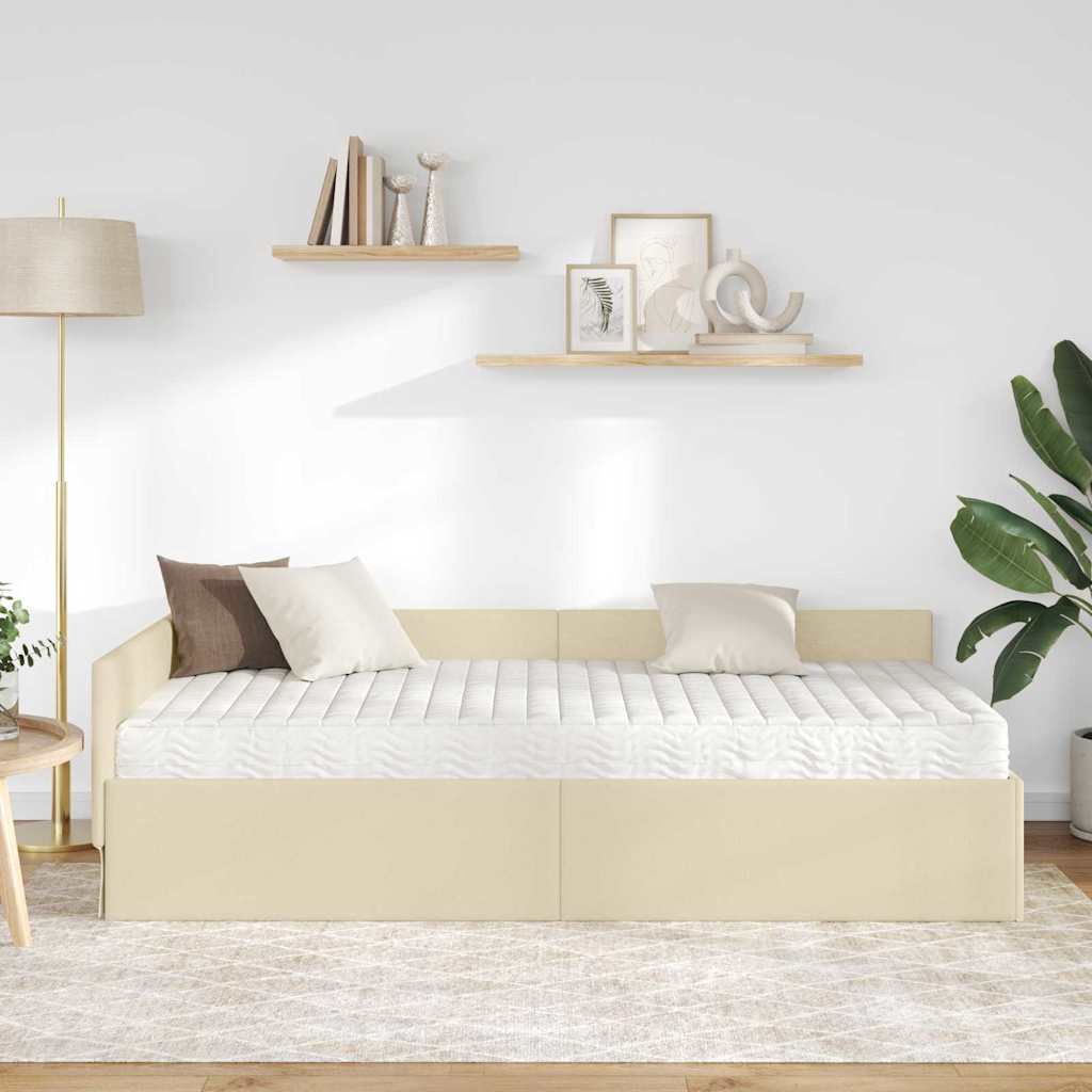 Cadre de lit d'angle avec matelas Autre 2 pcs Crème tissu - XIOS