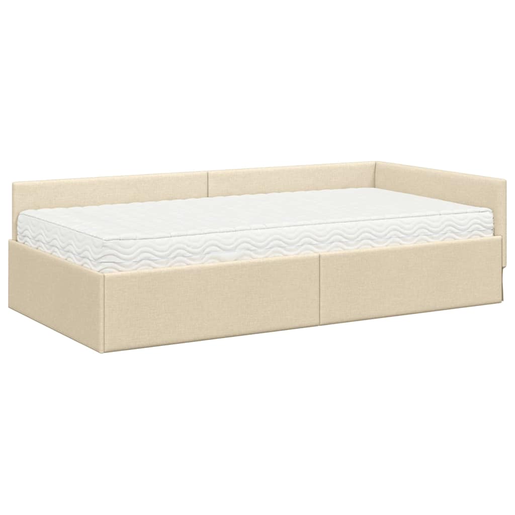Cadre de lit d'angle avec matelas Autre 2 pcs Crème tissu - XIOS