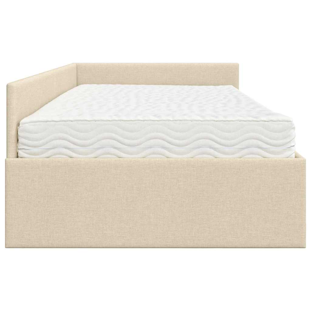 Cadre de lit d'angle avec matelas Autre 2 pcs Crème tissu - XIOS