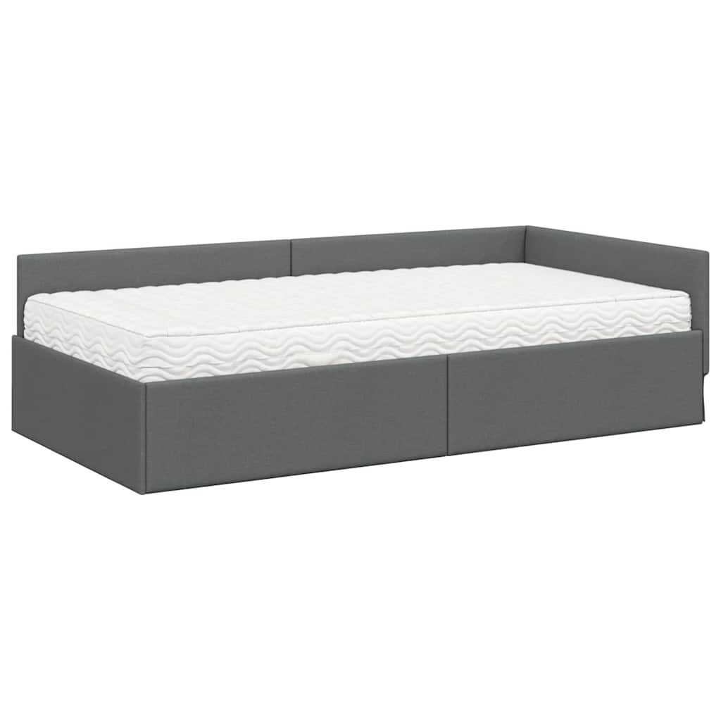 Cadre de lit d'angle avec matelas Autre 2 pcs Gris tissu - XIOS